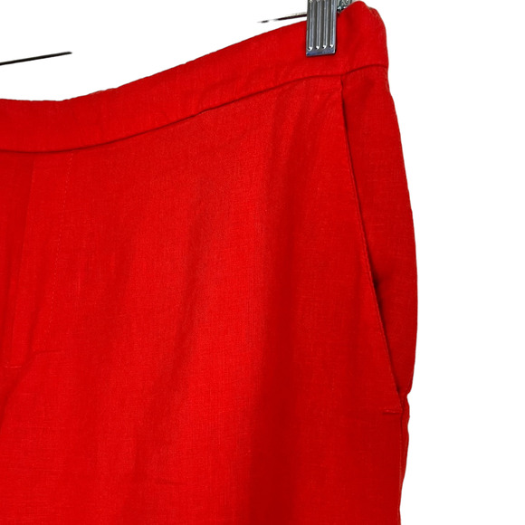 Old Navy Womens Cropped Wide Leg Pull On Pants Size 14 Dark Orange Linen Blend - Picture 3 of 6